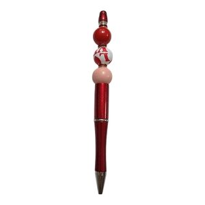 Hand crafted Beaded Pen red white shiny love rhinestones Handmade NEW H-005